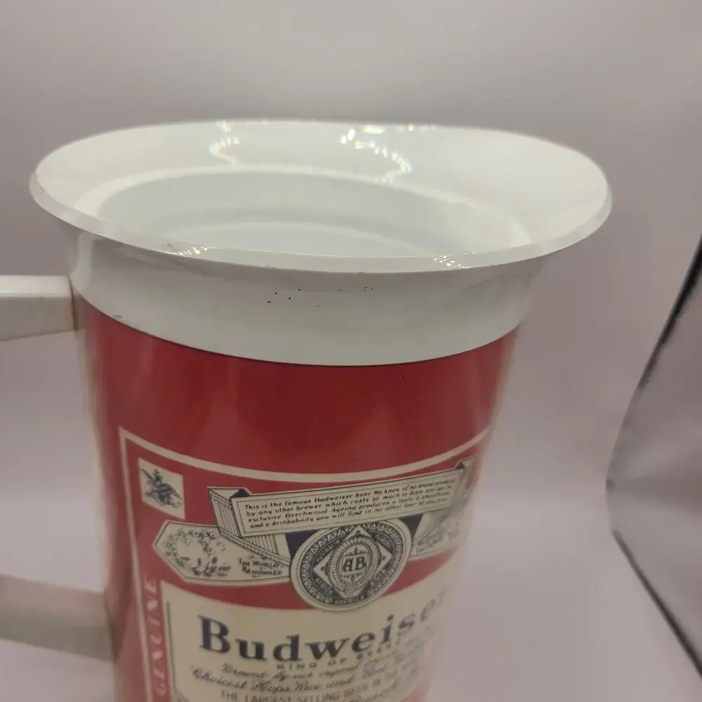 Vintage Thermo Serv BUDWEISER Beer Bar Pitcher Mug White 8